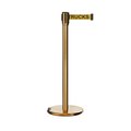 Montour Line Retractable Belt Rolling Stanchion, 2ft Sat.Brass Post  9ft. Forkl ME530-SB-DANFOYB-90